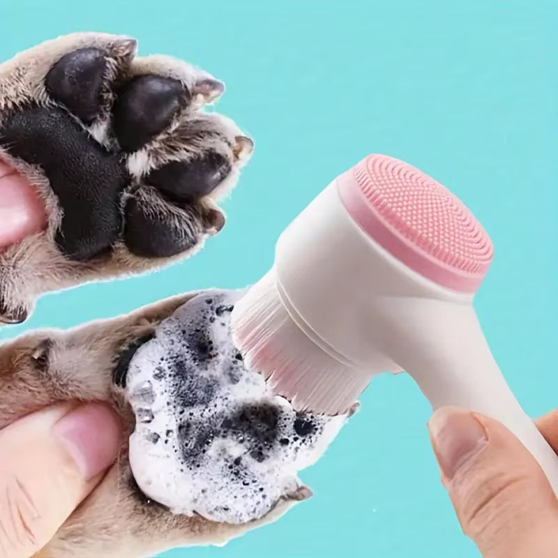 Silicone Pet Paw Cleaner & Massage Brush - Dual-Sided Dog Grooming Tool for Healthy Coats and Claws