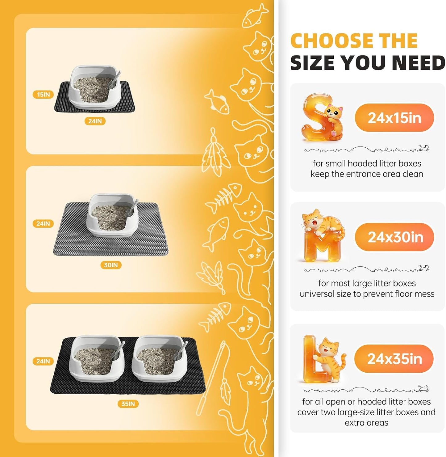 Cat Litter Mat, Honeycomb Double Layer Litter Trapping Mat, Waterproof Leakproof Urine Proof Cat Litter Box Mat for Cat Litter Box Area, Floor, Kitty Litter Rug