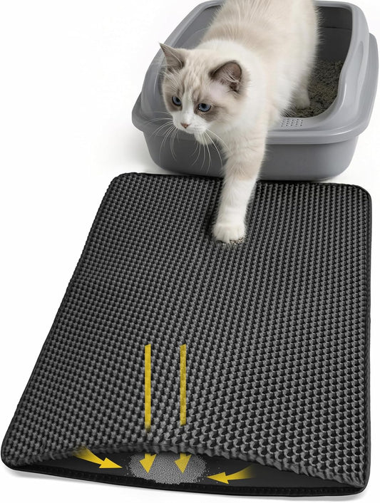 Cat Litter Mat, Honeycomb Double Layer Litter Trapping Mat, Waterproof Leakproof Urine Proof Cat Litter Box Mat for Cat Litter Box Area, Floor, Kitty Litter Rug