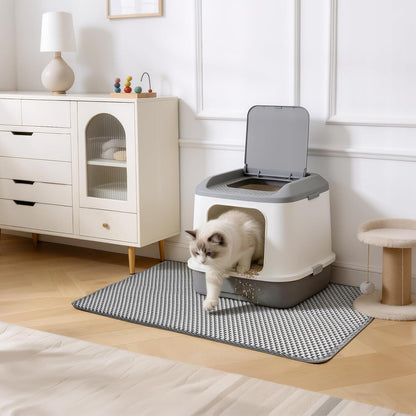 Cat Litter Mat, Honeycomb Double Layer Litter Trapping Mat, Waterproof Leakproof Urine Proof Cat Litter Box Mat for Cat Litter Box Area, Floor, Kitty Litter Rug
