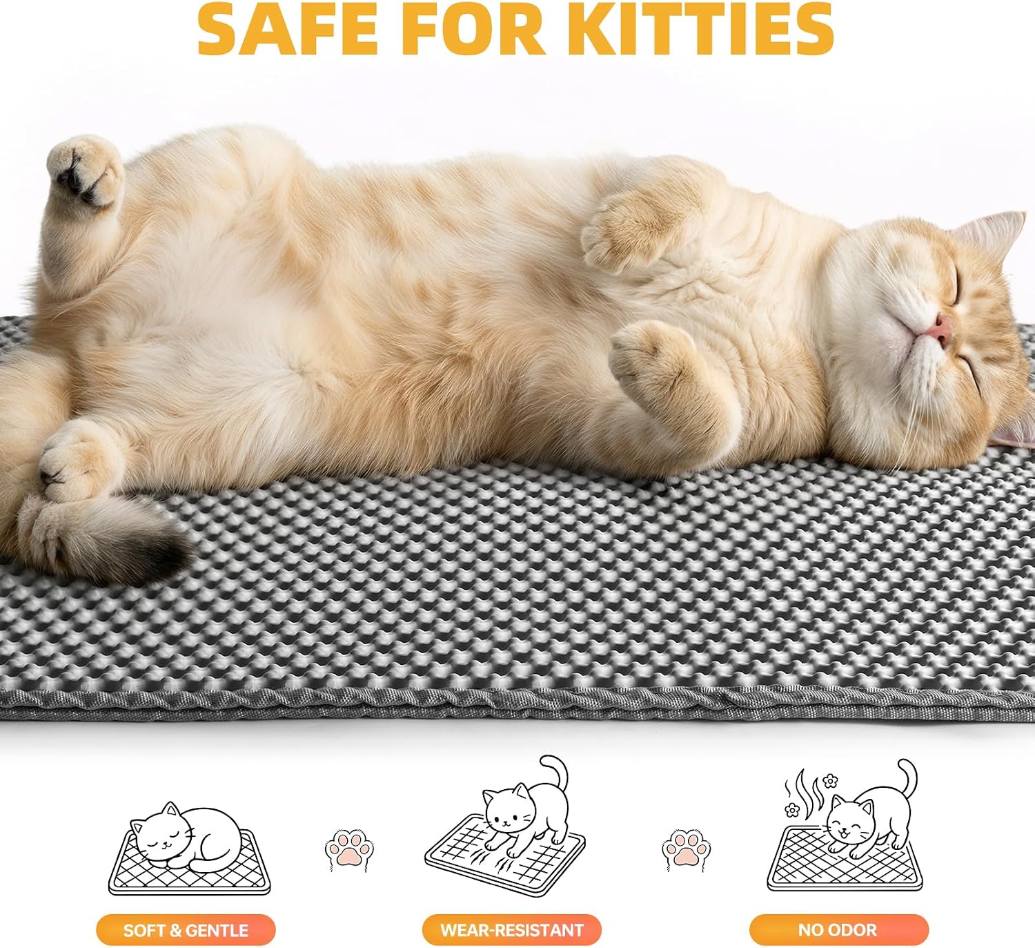Cat Litter Mat, Honeycomb Double Layer Litter Trapping Mat, Waterproof Leakproof Urine Proof Cat Litter Box Mat for Cat Litter Box Area, Floor, Kitty Litter Rug