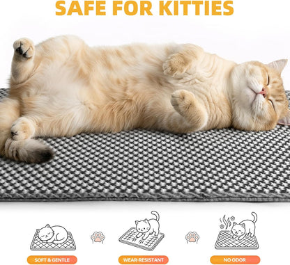 Cat Litter Mat, Honeycomb Double Layer Litter Trapping Mat, Waterproof Leakproof Urine Proof Cat Litter Box Mat for Cat Litter Box Area, Floor, Kitty Litter Rug