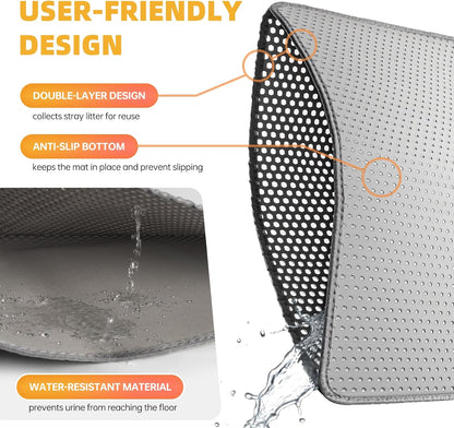 Cat Litter Mat, Honeycomb Double Layer Litter Trapping Mat, Waterproof Leakproof Urine Proof Cat Litter Box Mat for Cat Litter Box Area, Floor, Kitty Litter Rug