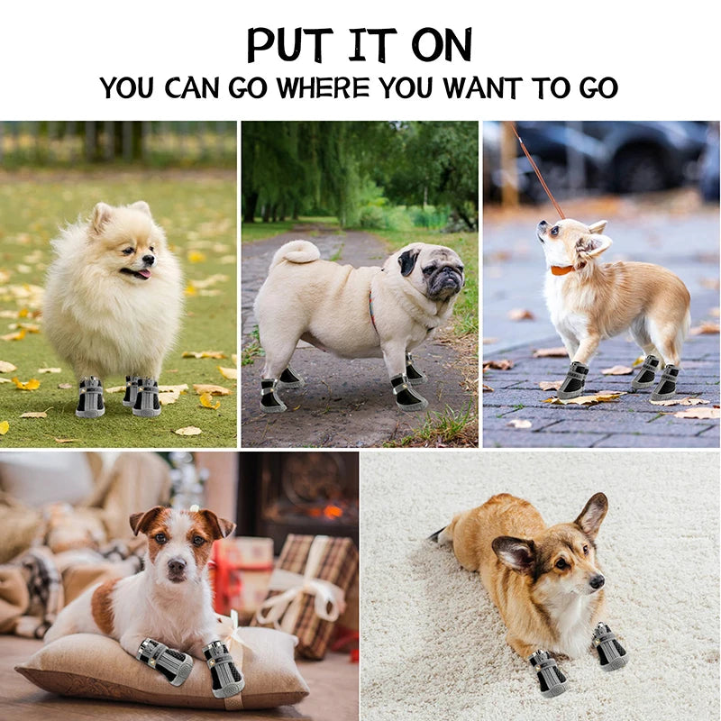 Dog Shoes Non-Slip Soles Thick Plush Protection Paw Pet Shoes Warm for Dog Non-Slip Dog Shoes Breathable Climbing Pets Booties