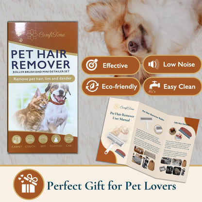 Professional Pet Hair Removal Set - Reusable Lint Roller and Detailer for Efficient Fur Removal from Furniture, Carpets, Clothing, and Vehicles